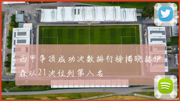 西甲争顶成功次数排行榜揭晓赫伊森以21次位列第八名